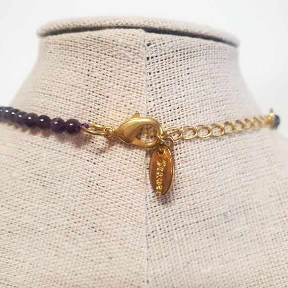 VTG STAUER Signed Genuine Amethyst Necklace Graduated Beads Detailed GoldSpacers - Picture 10 of 12
